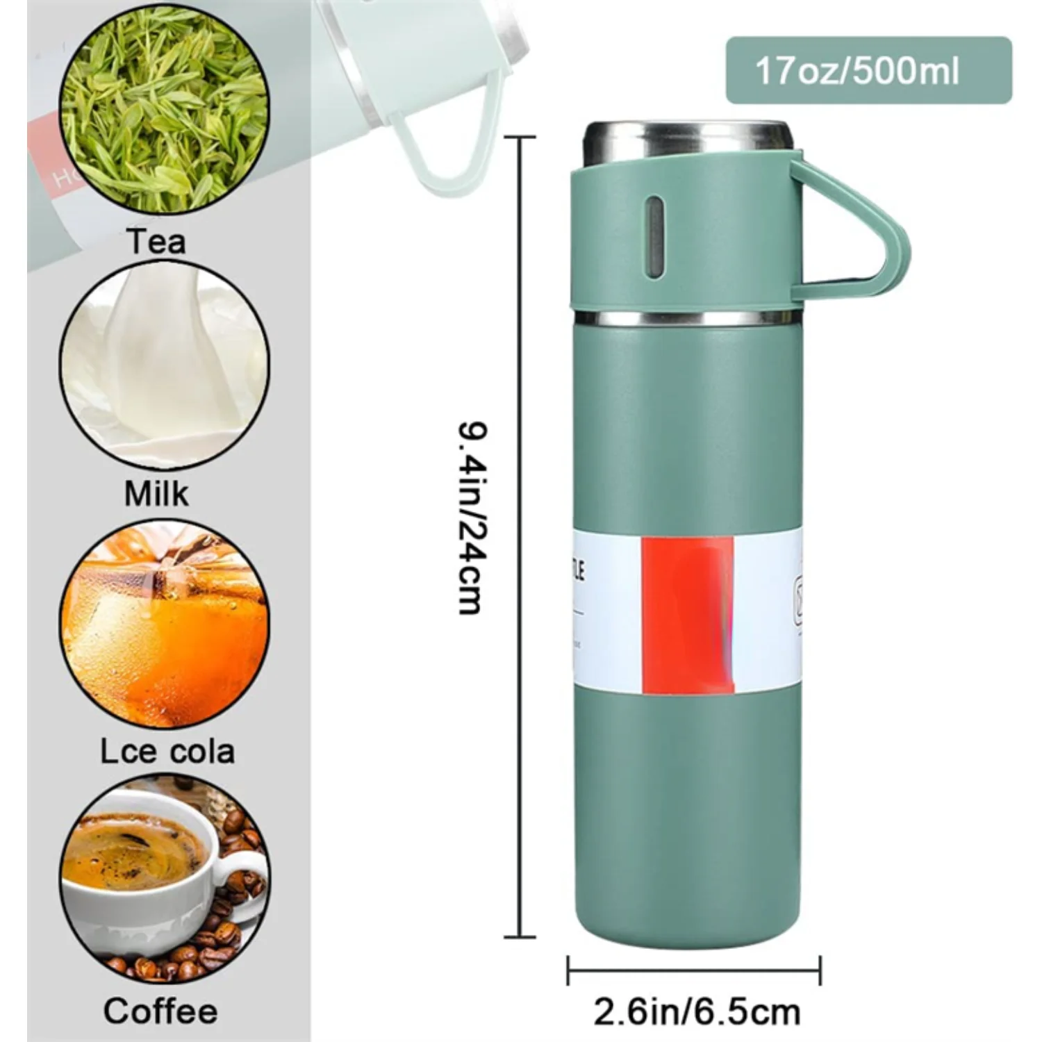 Hot selling  304 Stainless Steel Vacuum Flask Gift Set With One Cup Two Lid Gift Box Water Bottle