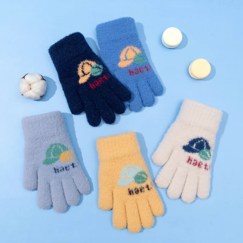

Baby Boys Girls 2025 New Year Autumn Winter Cute Children 's Warm Cartoon Balls Gloves Kids for 5-10Years Mittens