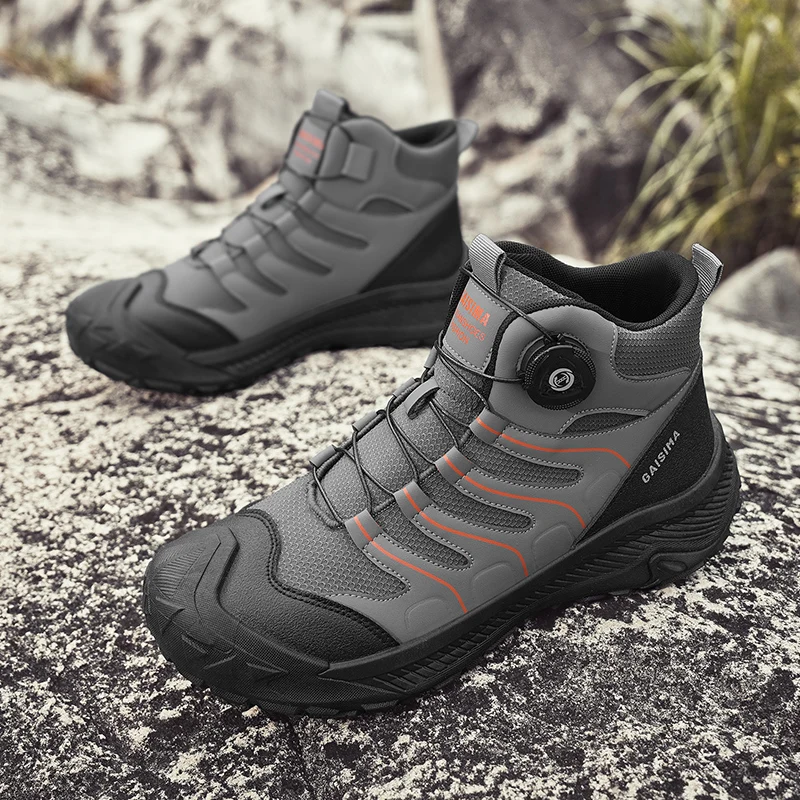 

Autumn Gray Men Hiking Sneakers Rotary Lace-Up Men's Trekking Boots Outdoor Platform Anti-Slip Tooling Shoes For Man Trainers