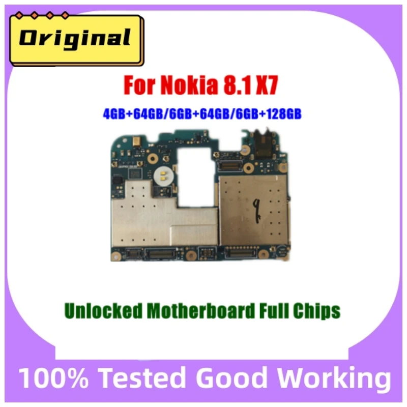 

Unlocked Mobile Electronic panel mainboard Motherboard Circuits With Firmware For Nokia 8.1 x7 64GB 128GB