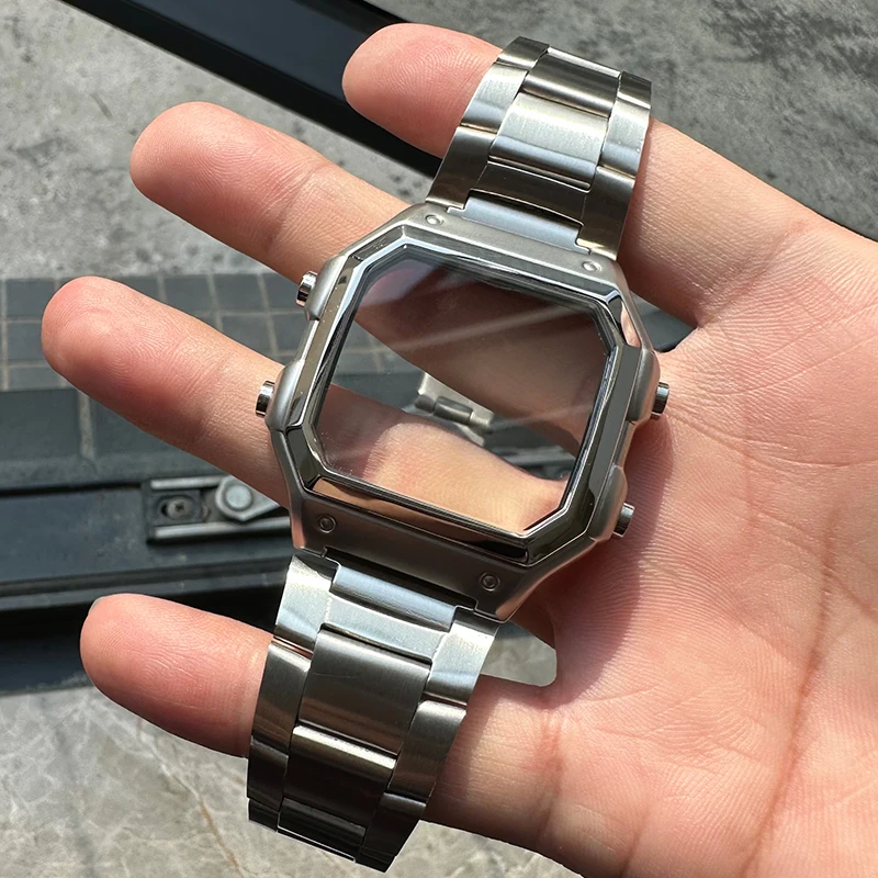 Modified all metal case for Casio AE1200 Mod kit watch case AE-1200 Mineral Glass Waterproof Ring Screw Stainless Steel Bezel view 3