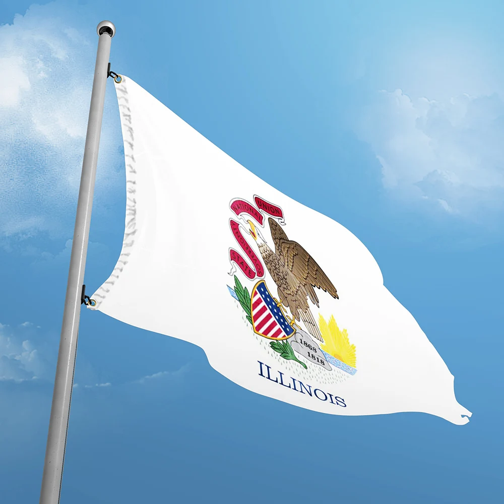 Illinois Flag 3*5FT 90*150CM USA States Flags Design Custom Indoor Outdoor Decor Banners  Polyester UV Resistance Double Stitch