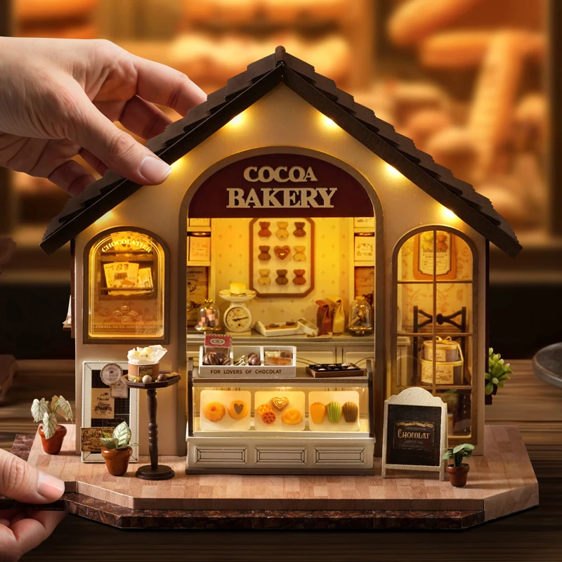 Domki dla lalek DIY Puzzle 3D Model do składania zabawka dom z meblami drewniane rękodzieło zabawki na prezent świąteczny domek dla lalek