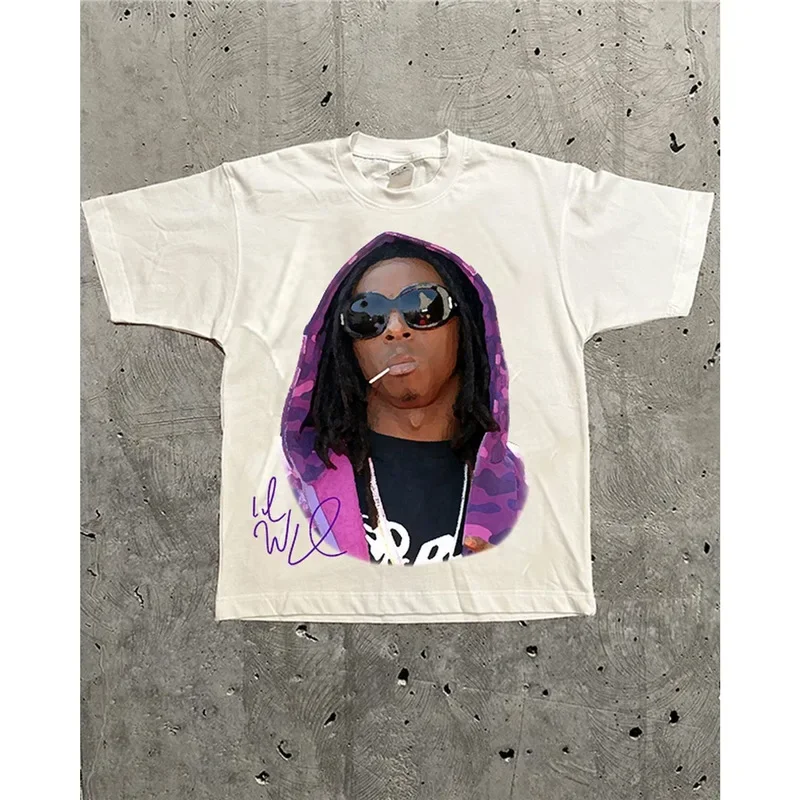 مريحة قصيرة الأكمام تي شيرت رجالي فضفاض صالح الهيب هوب نمط القطن طاقم الرقبة مستقلة Leisu Harajuku العصرية Y2K تي شيرت