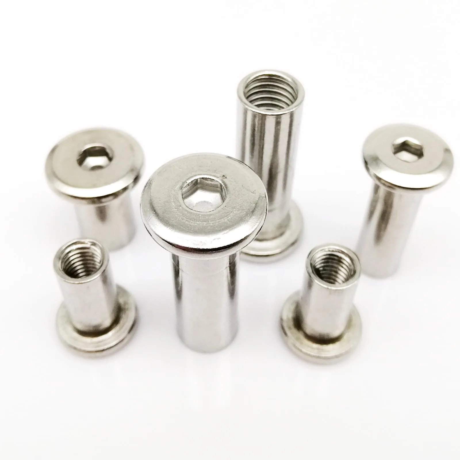 HZYUEGOU M3 M4 M5 M6 M8 M10 Länge 5-120mm 304 Edelstahl Sechskant-Innensechskant-Möbelnietverbinder Einsteckmutter – Detail 2
