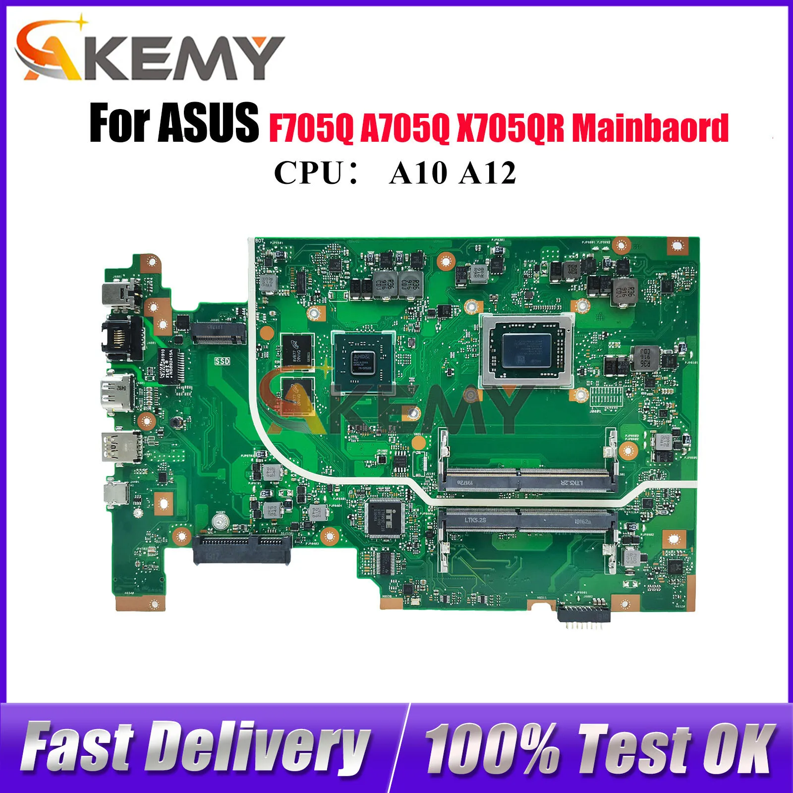 

X705QA Материнская плата для ноутбука ASUS VivoBook A705Q X705QR X705Q F705Q Материнская плата для ноутбука с процессором A10 A12 100% тестирование ОК быстрая доставка