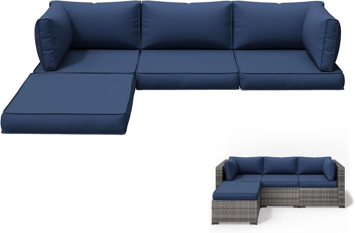 Outdoor Patio Sectional Furniture Replacement Cushions, Waterproof Fade Resistant, Green