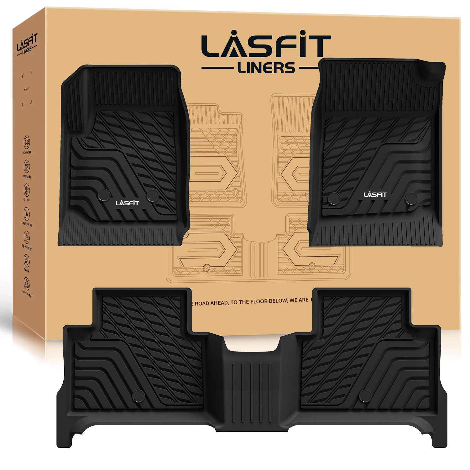 LASFIT Floor Mats Fit For 2015-2022 Chevrolet Colorado / GMC Canyon  ( Only Fit For Crew Cab) 1st and 2nd Row Car Liners Set