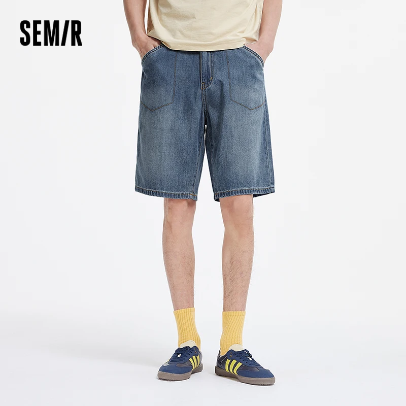 Semir Denim Shorts Men Vintage Washed 2025 Summer New Loose Fit Mid Length Cooling Shorts