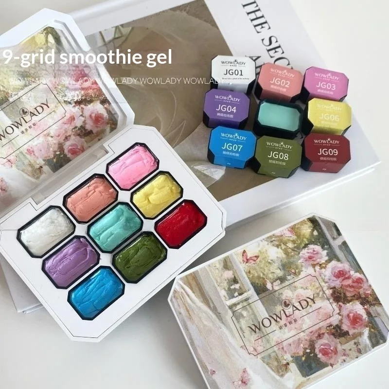 

9 Grid Nail Gel Nail Art Solid Oil Painting Texture Ice Cream Matte Frosting Particles 3D Decoration Professional Nails Tool