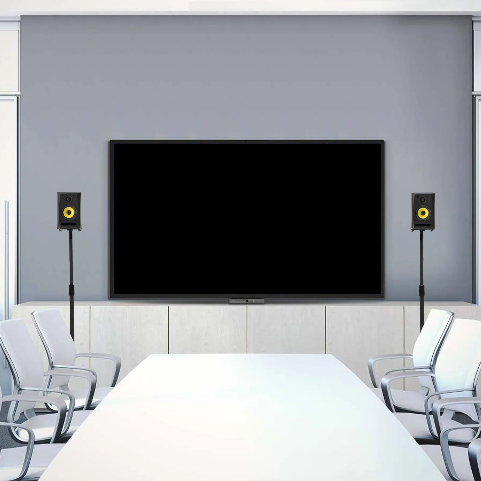 2-StüCk Bodenmontage Schwarz Box StäNder Metall Lautsprecher Lautsprecher StäNder Boden Lautsprecher StäNder