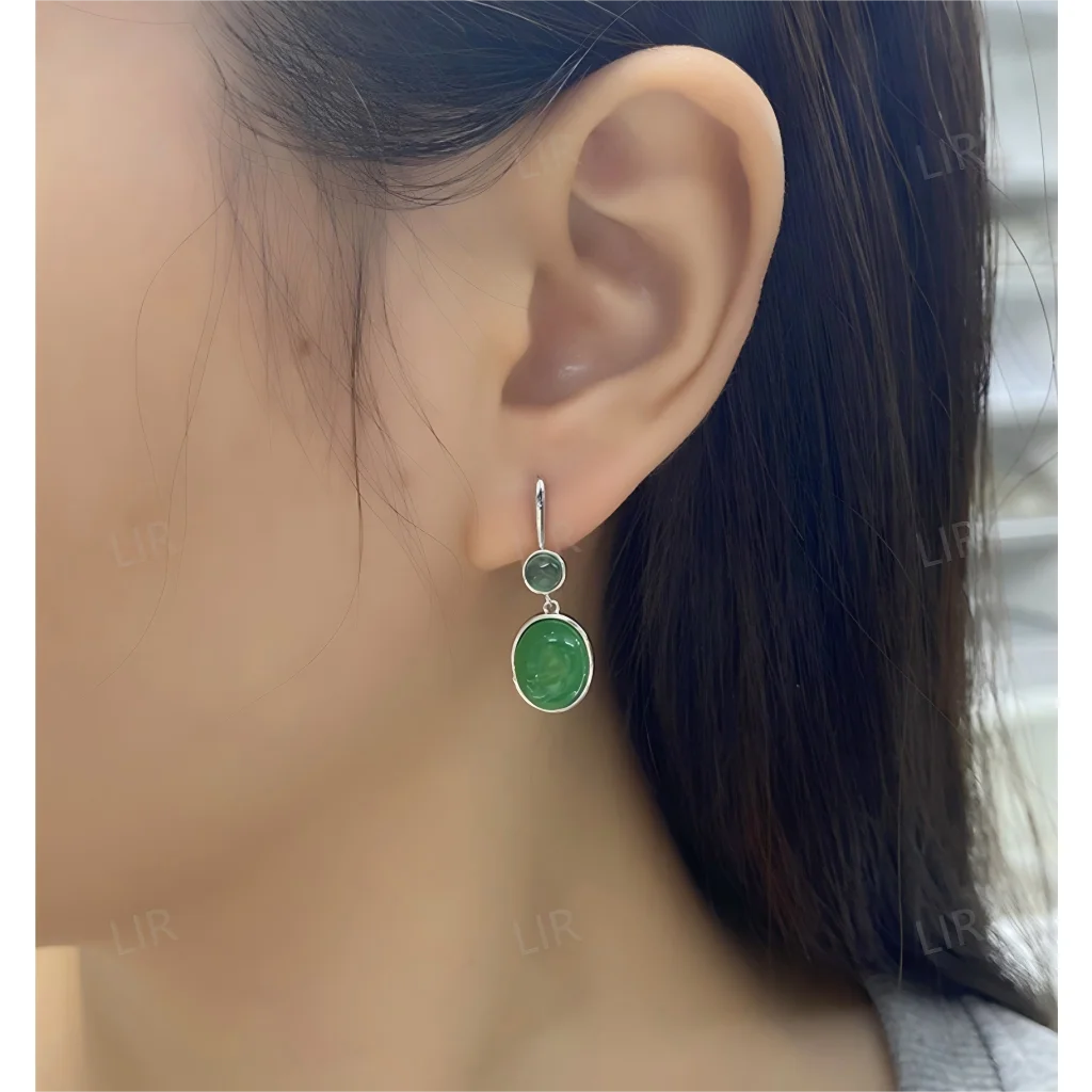 أقراط فضية S925: العقيق الأخضر الطبيعي "توهج أخضر" |   عصرية احترافية أنيقة + شهادة مجوهرات