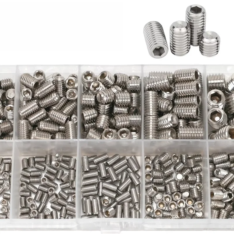 200-piece stainless steel headless hex socket screw set - M3/M4/M5/M6/M8 hex socket screws,  screws, machine screws