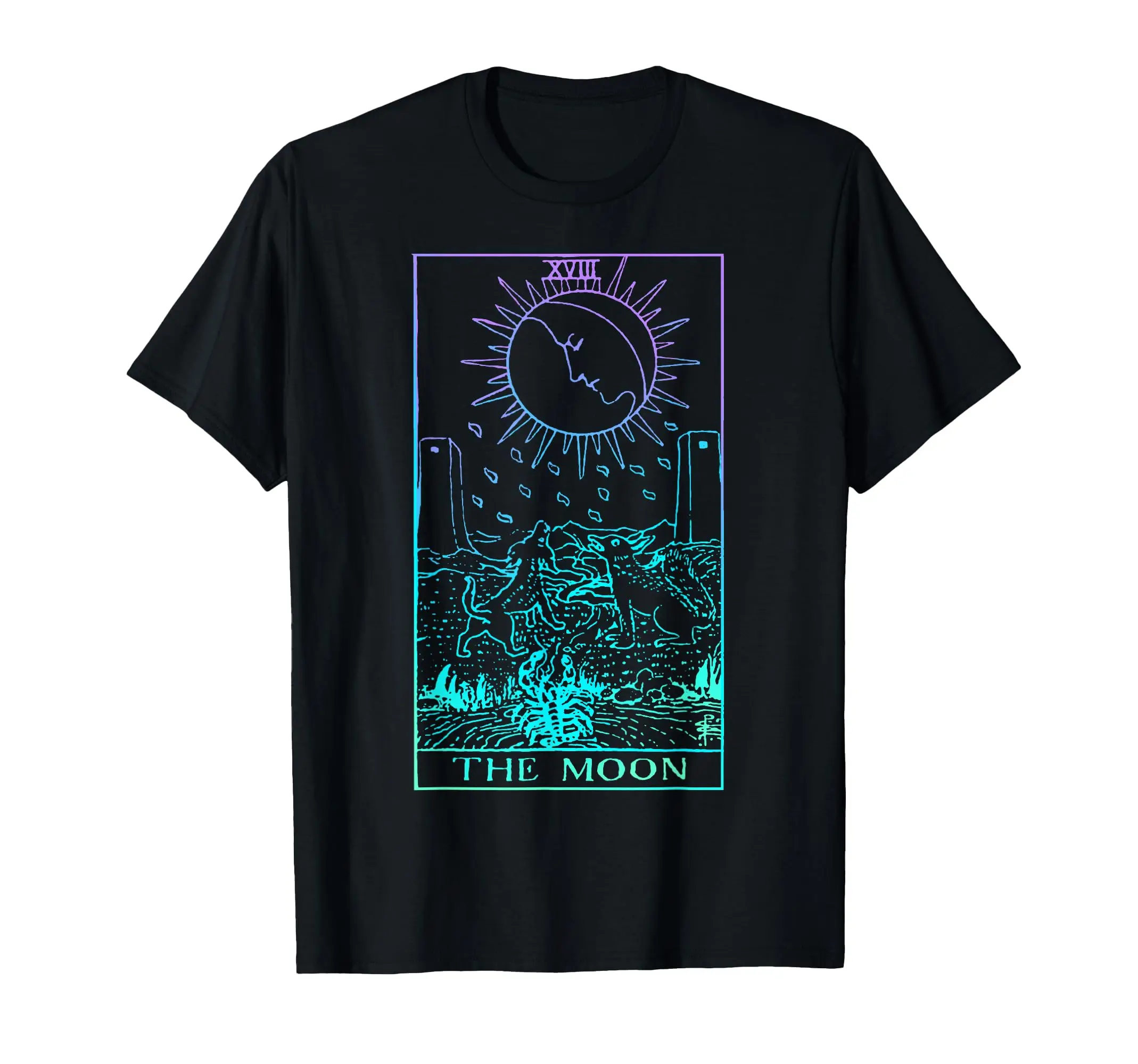 The Moon Tarot Card Rider Waite Witchy Classic Logo T Shirt and Stickers, Unisex Adult T Shirt Collection