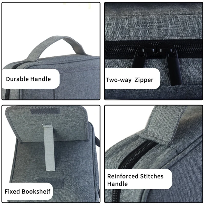 1 Piece Gray High Quality Men's Canvas Book Cover Stand Style Organizer Book Cover Book Storage Bag Case With Handle