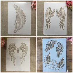 4Pcs/Set A4 29cm Mandala Angel Wings DIY Layering Stencils Wall Painting Scrapbook Coloring Embossing Album Decorative Template