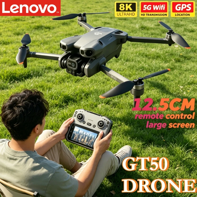 

Дрон Lenovo GT50 с 4,3-дюймовым экраном, пультом ДУ, 8K EIS, GPS, складной квадрокоптер, легкий, для начинающих, для взрослых, для путешествий