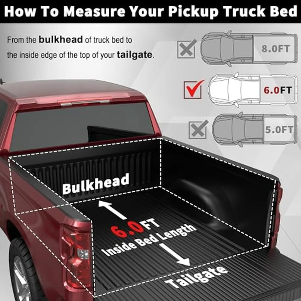 6FT Soft Tri Fold Truck Tonneau Covers Compatible with Nissan Frontier Fleetside 2005 2025 Pickup Truck Bed Cover 72