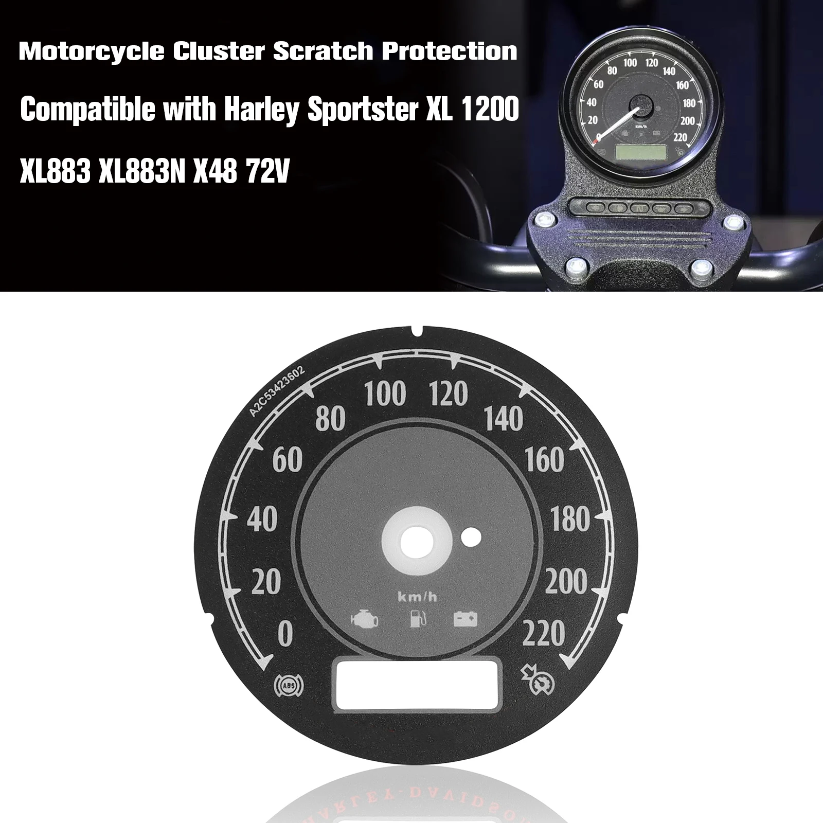 Compatible with Harley Sportster XL 1200 XL883 XL1200 XL883N X48 72 Speedometer Scratch Cluster Screen Protection Film Protector