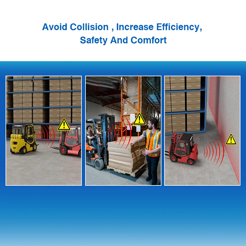 AlwayCare IP65 Waterproof Pedestrian Blind Spot Detection System For Forklifts 0-100 Meters Alarm Distance AI Remote Starter