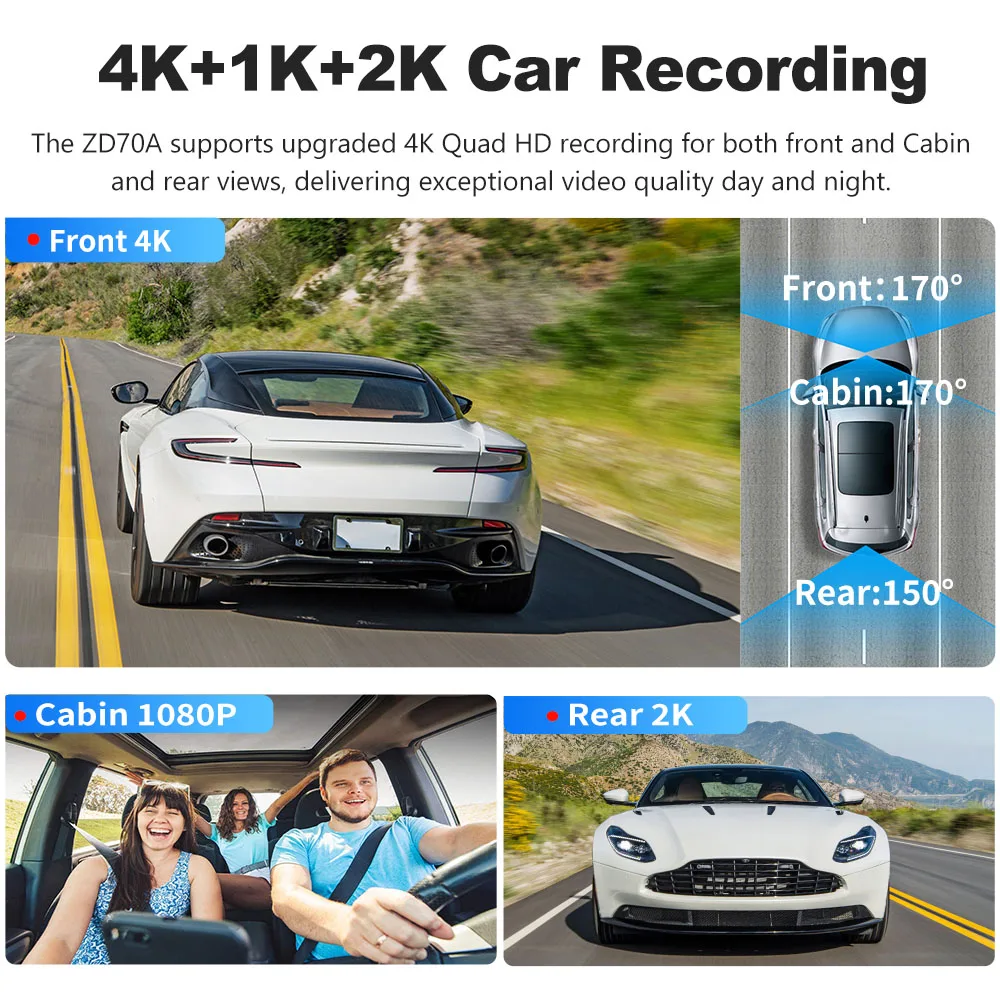 BEPOCAM 4K+1K+2K Dash Cam ZD70A Built-in GPS Wifi Camera Car DVR 3.16'' Screen Night Vision 24H Parking Monitor Support Rear Cam