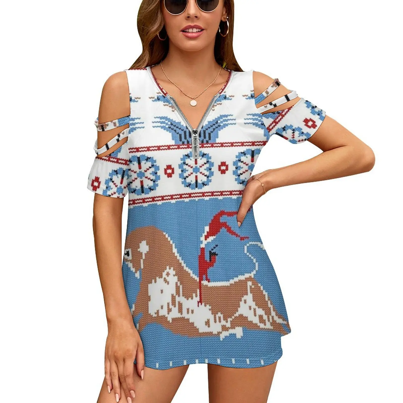 

Древние вязания-миноан, новая мода, топ на молнии с открытыми плечами, женская рубашка с короткими рукавами, вязаный зимний праздничный свитер, джемпер, древний