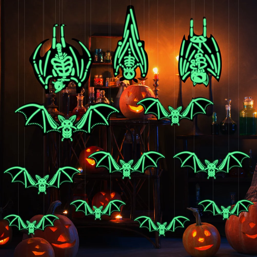 

1 set 1 Set Glow In The Dark Halloween Decor Skull Bat Outdoor Hanging Party Ornament Luminous Garden Festival Accessories Prank