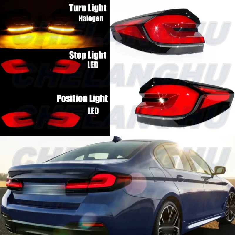 Pair Outer Side Tail Light Rear Lamp For BMW G30 G38 LCI M5 F90 M550i xDrive 520i 530e 530i 540i 2021 2022 2023