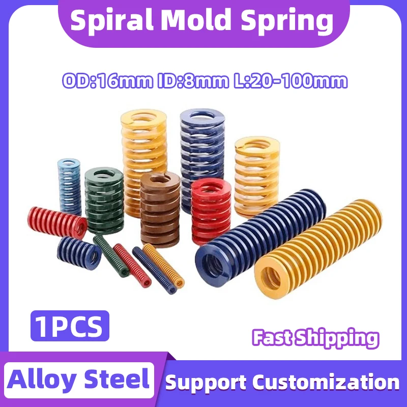 

Creamily 1PCS Mould Die Spring ID=16mm OD=8mm Spiral Stamping Compression Alloy Steel Loading Mold Springs Length 20mm-100mm