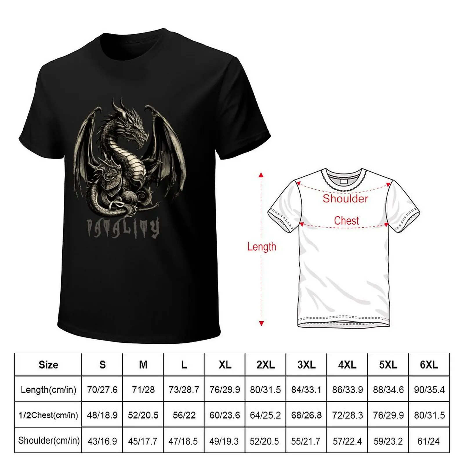 Emblem of Medieval Dragon Fatality T-shirt korean fashion tees mens white t shirts