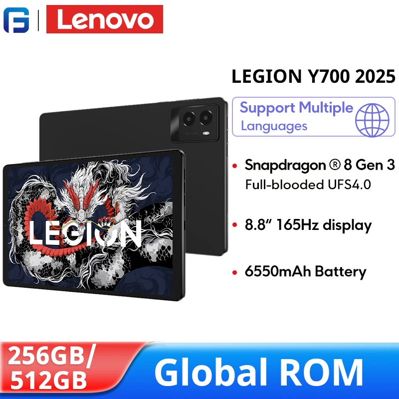 Global ROM Lenovo LEGION Y700 2025 Tablet Snapdragon 8 Gen 3 Octa Core 8.8 Inch 165Hz Display Android 6550mAh