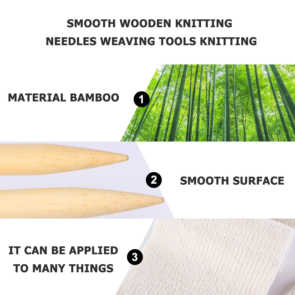 

2pcs Knitting Needles Child Wooden Interchangeable DIY Handmade Weaving Crochet Tools Lightweight Portable Storage
