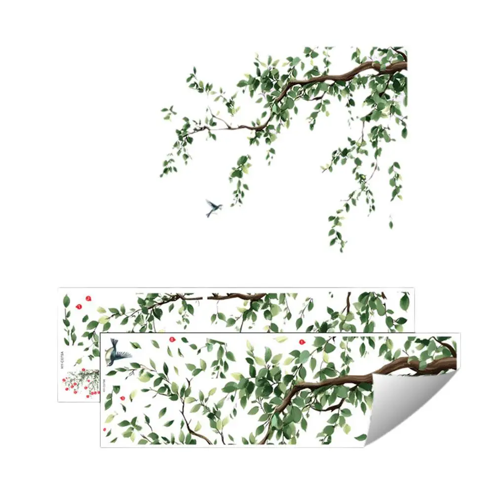 2 قطعة 30*90 سنتيمتر أوراق خضراء فرع النبات الجدار ملصق غرفة نوم غرفة المعيشة زخرفة خلفية ديكور المنزل ورق حائط ذاتي اللصق