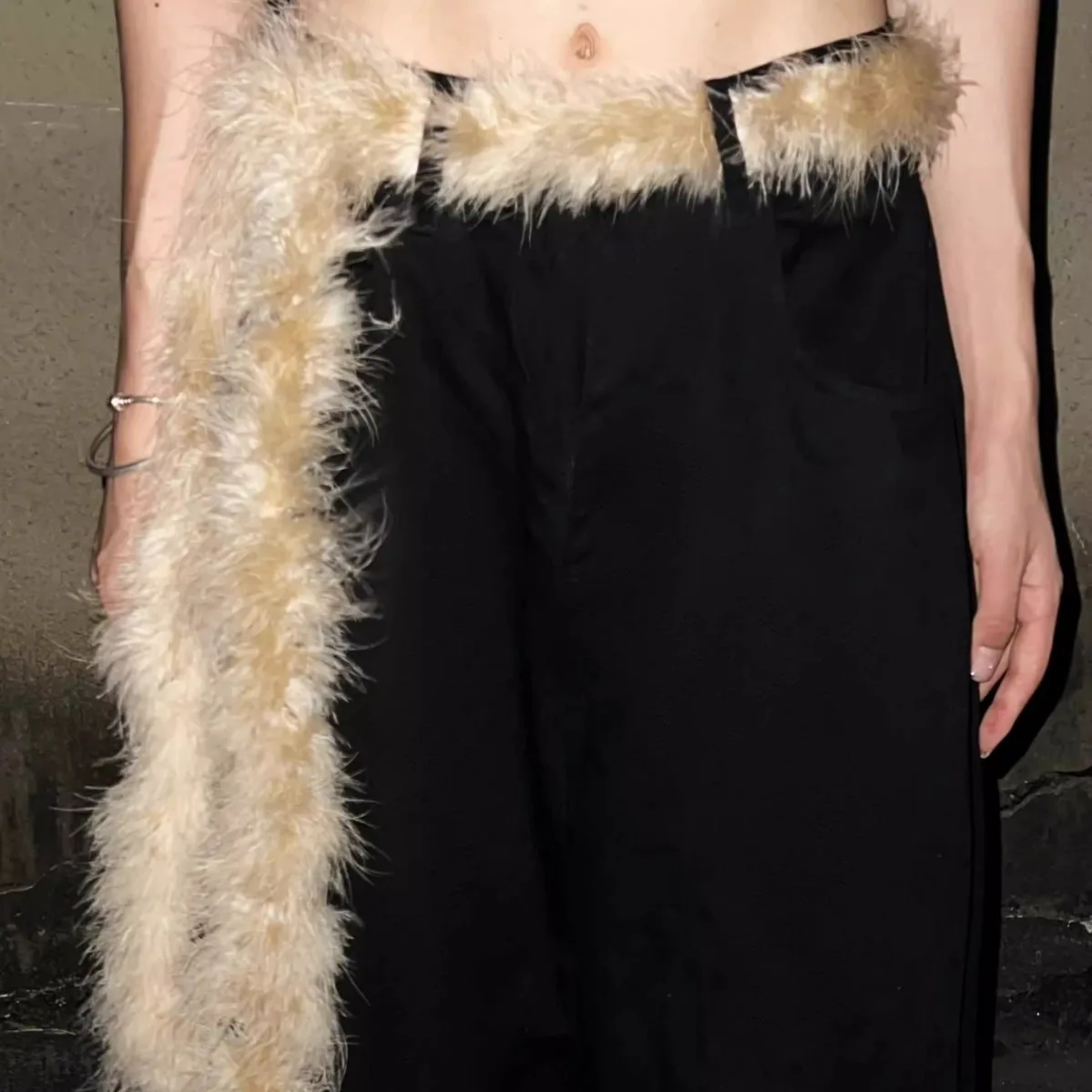 حزام طويل منفوش Y2K الألفية الساخنة فتاة نمط عصري الخصر سلسلة حبل وشاح معلق الديكور المرحلة الديكور