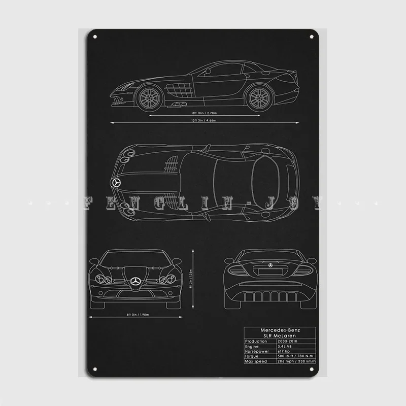 Slr Mclaren Blueprint Metal Plaque Poster Cinema Living Room Cinema Customize Wall Plaque Tin Sign Poster