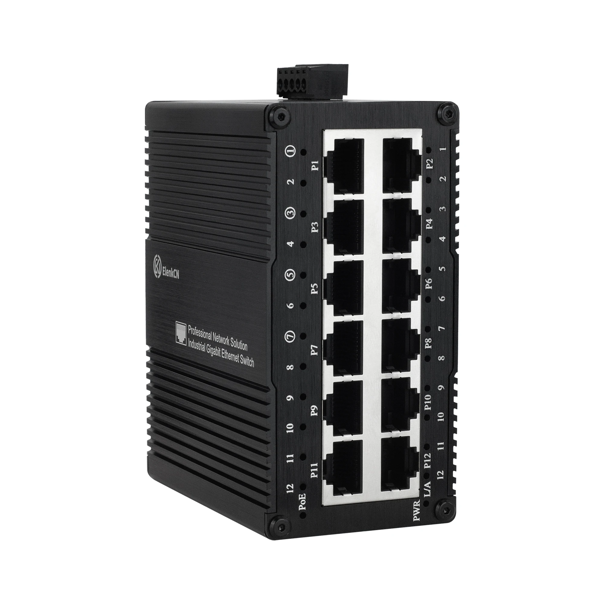 

Mini Industrial 12 Ports Gigabit Ethernet Switch Hardened 12RJ4530W/60W/90W (PoE) Din Rail Unmanaged Network Fiber Switch