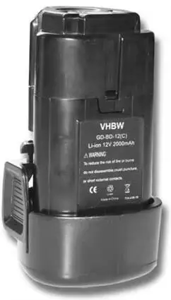 

Литий-ионный аккумулятор для электроинструмента 12 В, 2000 мАч для Black&Decker BL1110, BL1310, BL1510, LB12, LBX12, LBXR12, BDCDMT112, EGBL108, EGBL108KB
