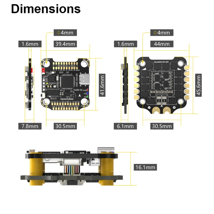 Speedybee-電子スピードコントローラー,rc fpvドローン用ワイヤレスファームウェア,4in 1 betaflight,f405,v3,bls,50a,30x30,fcおよびescスタック