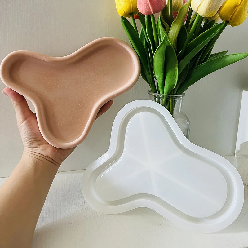 Gypsum Tray Mold Cement Silicone Mold Mold Jewelry Small Ornaments Storage Display Tray Concrete Silicon Coaster Mold