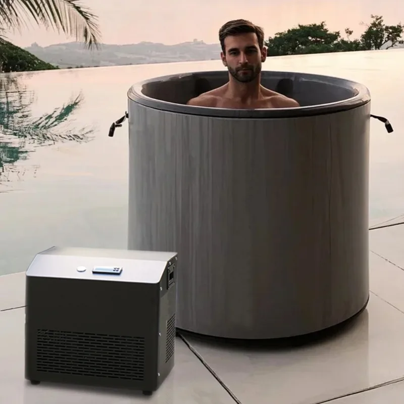 

Outdoor Chilling Equipment Cold Plunge Tub Wooden Inflatable with Ice Bath Therapy Ice Bath Chiller