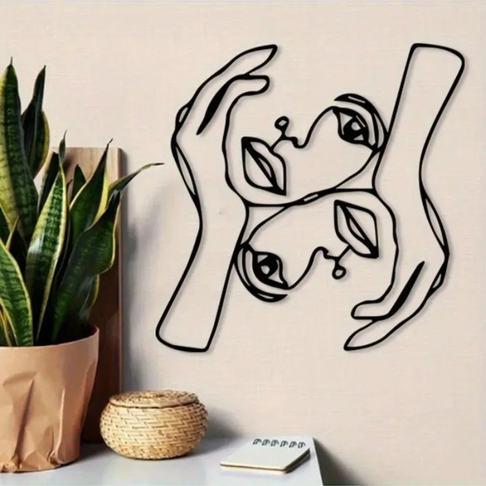 Eisen-Gesicht Metall-Wandkunst Abstrakte Minimalistische Skulptur Wohndekor Geschenk
