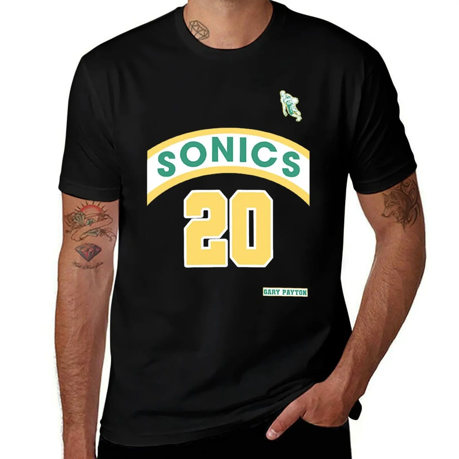 

Gary Payton Retro Supersonics Jersey 90s Style Fan Art T-Shirt custom t shirt oversizeds tops t shirt men
