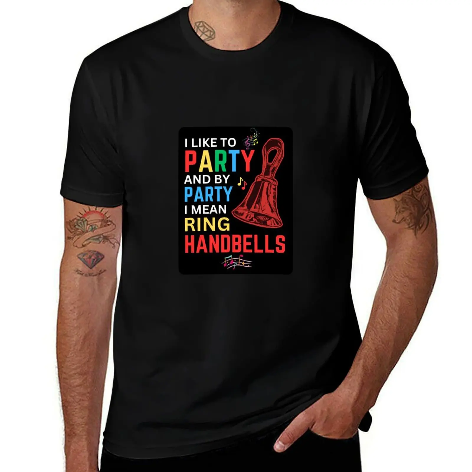 I like to party, and by party I mean ring handbells T-Shirt custom t shirt vintage clothes t shirts for men cotton