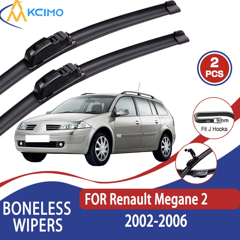 

For Renault Megane 2 2002-2006 Car Wiper U-type Soft Rubber Boneless Wiper HD Quiet Durable Automotive Wiper 24"+18"