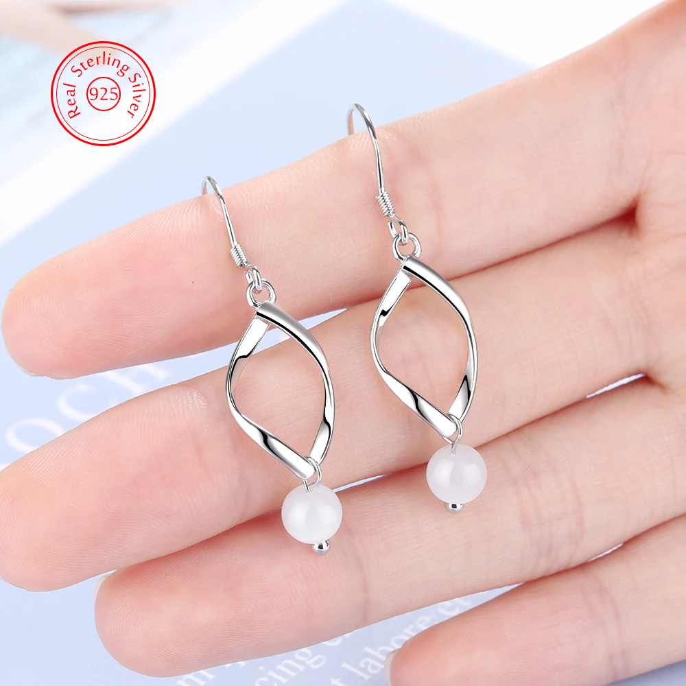 

Real 925 Sterling Silver Jewelry New Quality Opal Fashion Hollow Leaf Drop Earrings For Lady FQL25057