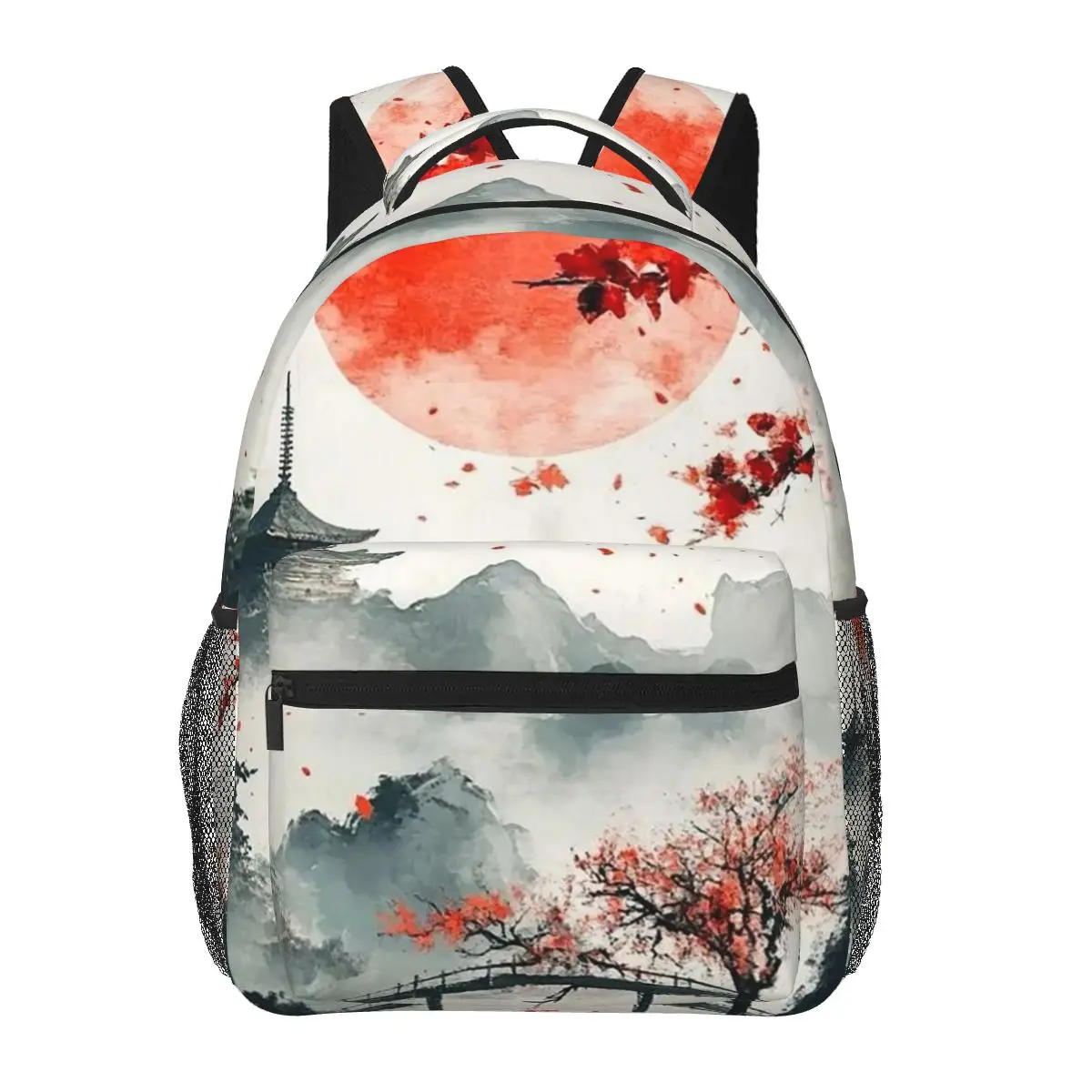 

Red Plum Blossom Ink Painting Student Backpack School Bag Hiking Travel Daypack for Men Women Fashion Bookbag Shoulder Bags