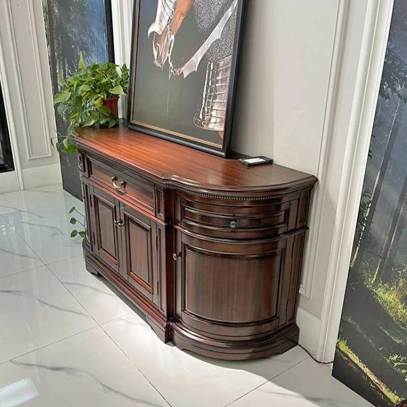 

Black walnut side cabinet Home dining room furniture Semi-round all-solid wood porch table