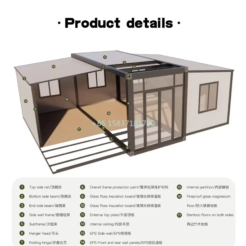 Extendable Container Home 20ft 40ft Prefab Expandable Container House Steel Portable Prefabricated Villa 2 Bedroom With Bathroom