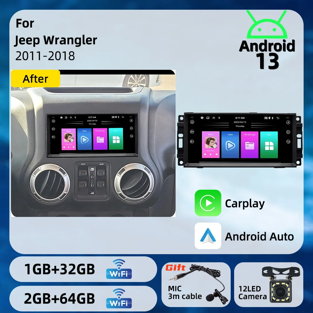 For Jeep Wrangler 2011-2018 1 Din 7