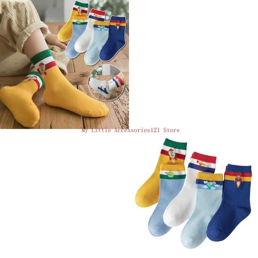 

5 Pairs Kids Boys Girls Socks Athletic Youth Sport Cotton Breathable Socks
